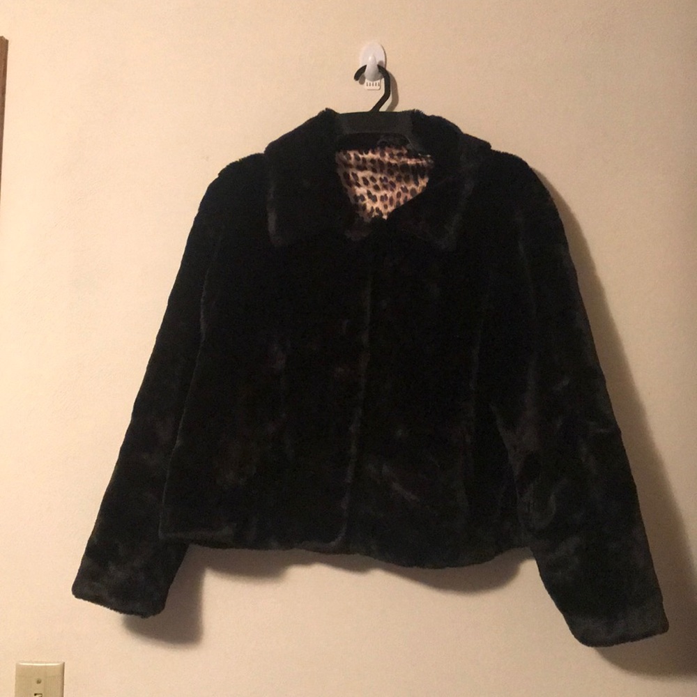 Hurley Black Faux Fur Size M Coat